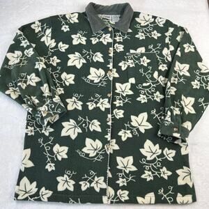 Capacity knits Vintage Green & white flannel jacket ivy leaf  women’s size XL